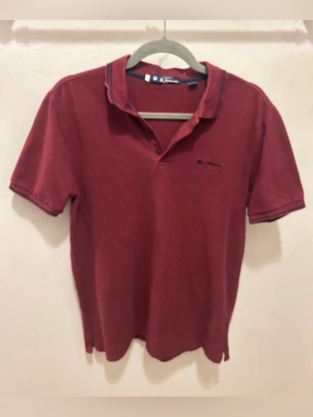 BEN SHERMAN Burgundy Polo Shirt 100% Cotton